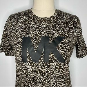 LIKE NEW! Michael Kors MK Logo Leopard Tee